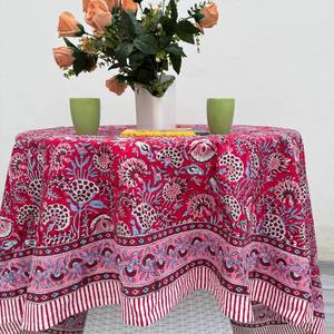 Indian Block Printed Handmade Eco-Friendly Cotton Durable Washable <b>Tablecloth</b> Large Classic Style Dining <b>Table</b> Cover - Product Image 1