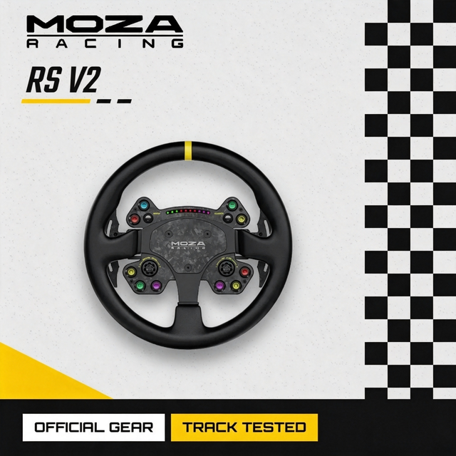 Original MOZA RS V2 Racing Rim Aluminum Frame Microfiber Leather RGB RPM Light Sim Wheel Connection Quick Release Wholesale
