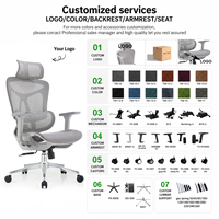 Chaise de bureau ergonomique à dossier haut en maille, avec support lombaire réglable, siège pivotant avec accoudoirs pour le bureau à domicile