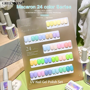 24 colores Macaron Gel Nail Art Set TPO HEMA Free Solid Baby Blue Candy Tones Polish para salón UV Nail Gel Polish Set - Product Image 2