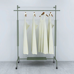 Royal Retro Green Clothing Display Stand Led Light Bronce Metal Display Rack con ruedas para la decoración de la tienda de ropa - Product Image 2