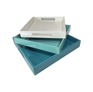 Bandeja de Servir con Acabado Brillante, Elegantes Platos de Madera para Comida y Bebidas, para Decoración de Sala de Estar, Sofá y Mesa de Centro - Product Image 5