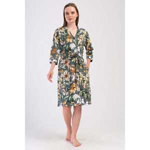 Bata de Lujo para Mujer con Manga 3/4 y Bolsillos, Logotipo Personalizable, Material Transpirable de Spandex, Tallas Grandes, Estampado Sólido, para Invierno - Product Image 4