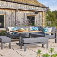 Mobilier d'extérieur de luxe, canapé de salon en forme de L pour hôtel, canapé d'angle de jardin avec table à manger réglable en hauteur, canapé en alun imperméable