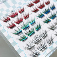 Cils de fée elfe colorés en fibre semi-artisanaux sans colle, effet dégradé, naturels et vaporeux, pour cosplay, anime, festival, usage photographique
