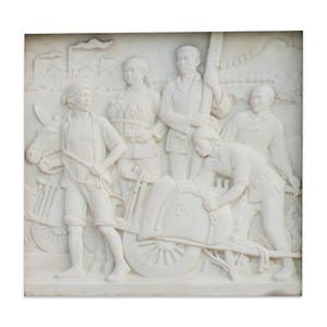 Relief mural en pierre, sculpture en marbre blanc, motif dragon et phénix porte-bonheur, relief d'histoire avec figure humaine, décoration de parc, semi-manuel - Product Image 5