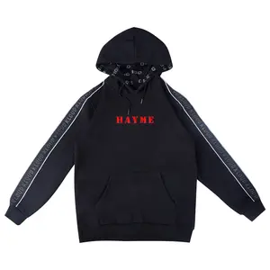 Oem Aangepaste Logo Drop Schouder Hoodie Hoge Kwaliteit Hoodie Bulk Zwarte Kleur Zwaargewicht Hoodie