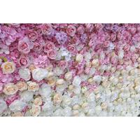 Maßgefertigte Farbverlauf-Blumenwand 3D Aufrollbare Stoff-Regenbogen-Ombre Künstliche Seidenrosen-Blumenwand als Hochzeitsdekoration