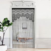 Décoration intérieure, rideaux blancs et noirs légers de 1*2m, style américain, motif de plantes et de fleurs, rideau de porte en dentelle pour chambre à coucher, bureau
