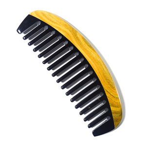 Green Sandalwood Ox Horn <b>Comb</b> <b>Wide</b> Teeth Hair Massage <b>Comb</b> For General Population Wooden Multifunctional Large Tooth - Product Image 5
