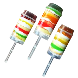 Confetti Poppers Clear Sticks Cake Pops Shooter Plastic Round Shape Push Cake Pop Sticks with Lids