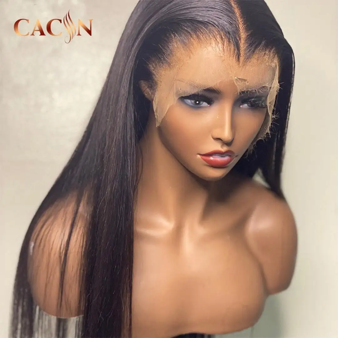 100% 흑인 여성을 위한 익지않는 사람의 모발 가발 자연적인 가득 차있는 레이스 아기 머리를 가진 CACIN Glueless Hd 투명한 360 레이스 정면 가발