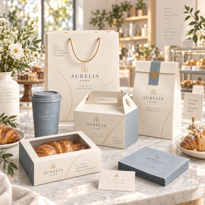 Juego de Cajas de Embalaje Ecológicas Impresas Personalizadas para Alimentos, Vaso de Papel para Café y Bolsa para Llevar para Cafetería, Panadería, Restaurante, Venta al por Mayor - Product Image 3