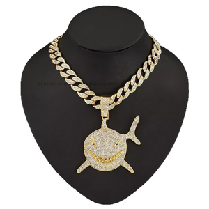 Large <b>Shark</b> Rhinestones Exaggerated Hip Hop Men's <b>Necklace</b> Does Not Fade <b>Necklace</b> - Product Image 3