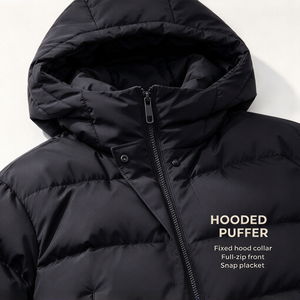 <strong>Womens</strong> Knitted Cropped Puffer Jacket <strong>Black</strong> <strong>Hooded</strong> Trendy Oversized Zip Thick Winter Eco-Friendly Custom Logo Outerwear Wholesale - Product Image 2