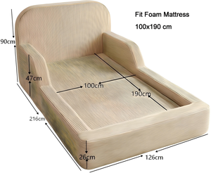Cama Baja Montessori para Niños Pequeños, de Espuma Suave, Comprimida al Vacío en Caja, con Colchón de Esponja de 190x100cm y Funda de Cable Extraíble - Product Image 2