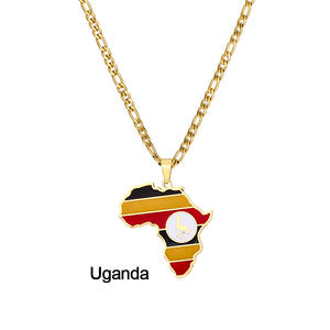 Mujeres multi moda Acero inoxidable 18K Oro africano mapa África colgante collar joyería - Product Image 2