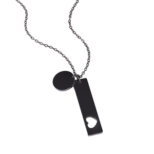 <span class=keywords><strong>Collana</strong></span> in Acciaio Inossidabile <span class=keywords><strong>con</strong></span> Piccolo Cerchio a Cuore Traforato, Etichetta Vuota per Incisione Laser, Logo e Stampa a Colori - Product Image 5