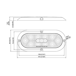 Luz LED Ovalada de 6 Pulgadas para Parada/Trasera/Direccional y Reversa, Montaje Superficial, Lámpara Trasera para Camión/Remolque, DOT/SAE/FMVSS108 - Product Image 5