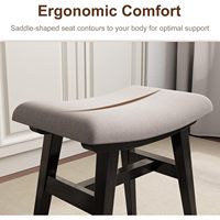 Chaise de maquillage compacte en bois massif, petit tabouret de coiffeuse avec assise en éponge haute résilience recouverte de lin, design moderne du milieu du siècle, noir, facile à assembler