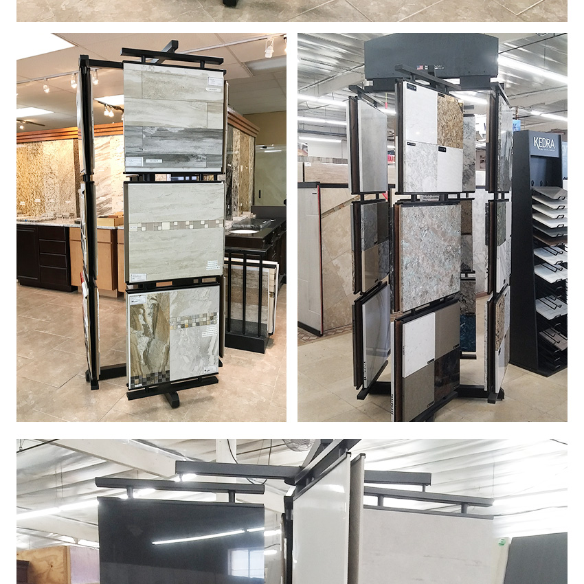 Tsianfan Simple Showroom Rotating Tile Display Racks Marble Stone Sample Shelf Mosaic Ceramic Floor Stand Quartz Displays Rack