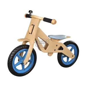 Bicicleta de equilibrio de madera de montaña azul, precio barato, para bebé, venta al por mayor, bicicleta de equilibrio para niños