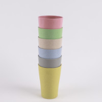 Gobelets Premium 250 ml en paille de blé écologique, PP de qualité alimentaire, incassables, lavables au lave-vaisselle, réutilisables pour la maison, l'école et le camping