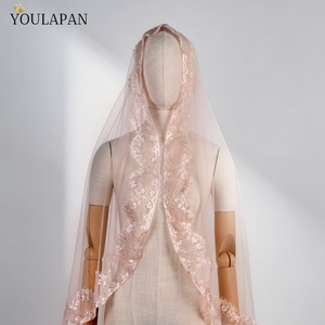 YouLaPan V337 Elegante Velo Mandira Rosa con Encaje <span class=keywords><strong>de</strong></span> una Sola Capa, Ideal para Bodas y Sesiones <span class=keywords><strong>de</strong></span> Fotos Preboda - Product Image 3