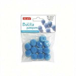 Pompon Ilan Bolita 2,0 cm bleu clair en laine pour loisirs créatifs - Product Image 2