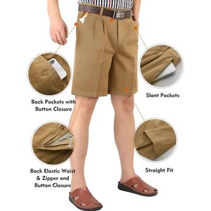 Shorts chino Oxford classiques pour homme FOXA, coupe classique, entrejambe 7'', plissés, devant plat, pour le golf - Product Image 2