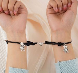 Wholesale Adjustable Woman Mens Love Gifts Attract Magnetic <b>Couple</b> Bear Cartoon Hand Chain Magnetic Lover <b>Bracelet</b> - Product Image 1