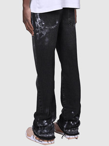 <span class=keywords><strong>Jeans</strong></span> da <span class=keywords><strong>Uomo</strong></span> Stile Workwear Primavera Estate con Lavaggio Vintage, Tinta Unita, Patchwork Elastico, Strati a Zampa, Cerniera e Denim Traspirante - Product Image 4