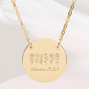 Collar de Mujer con Cruz Bíblica Grabada en Acero Inoxidable con Baño PVD, Joyería Personalizada con Mensaje Religioso, Joyería Motivacional - Product Image 5