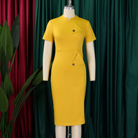 Nouvelle Collection : Robes de Carrière Élégantes pour Femmes – Décontractées, Manches Courtes, Col en V, Coupe Trapèze, Taille Naturelle, Couleur Unie, Écoresponsables – Idéales Été-Automne