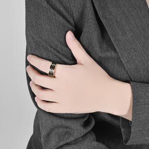 European American Style Minimalist Luxury 8Mm 18K Gold Plated Titanium Steel <b>Ring</b> Unisex Couple Jewelry - Product Image 2