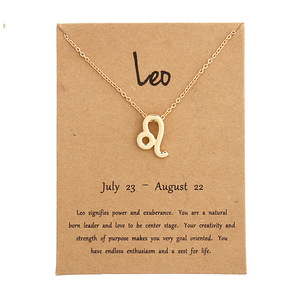 Cadeau d'anniversaire plaqué or 12 <span class=keywords><strong>signes</strong></span> du zodiaque pendentif collier chaîne en alliage horoscope astrologie collier à breloques bijoux pour femmes - Product Image 4