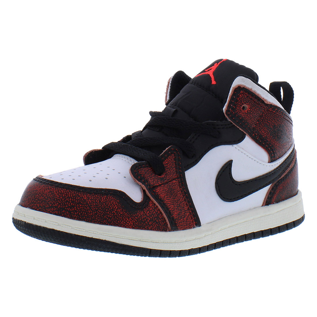 Кроссовки Nike Jordan 1 Mid Se для младенцев/малышей черные/Инфракрасные 23/белые/Парус с логотипом Размер 8 повседневная детская обувь