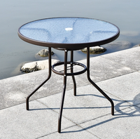 Table ronde en fer moderne et durable pour extérieur, jardin, patio, parc, salle de sport, avec plateau en verre à effet d'eau, résistante aux intempéries, mobilier Aibike