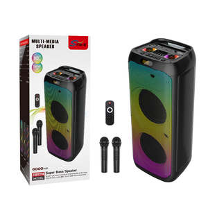 SING-E ZQS10208ダブル8インチワイヤレスパーティーステージスピーカークリエイティブRGBライトポータブルラジオマイクDJコンピュータ - Product Image 1