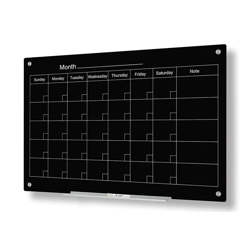 Logotipo personalizado para fazer a lista Geladeira Magnética Black Board Calendário Acrílico Dry Erase Board Para Geladeira