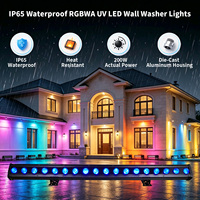 Barre de projecteur LED étanche IP65 RGBWA UV 6-en-1 200W DMX512 pour lavage mural, scène DJ et façade de bâtiment