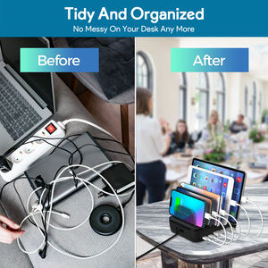 Estación de carga de 65W para múltiples dispositivos, estación de carga con puerto de 5 USB-A/USB-C, diseñada para iPhone, iPad, teléfono móvil y tabletas - Product Image 3