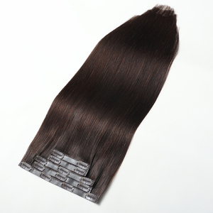 Meistverkaufte Vollständig Ausgerichtete Natürliche Brasilianische Echthaar-Extensions mit Nahtlosem PU-Clip-in, Dunkelbraun, Clip-in Skin Weft 100g - Product Image 6