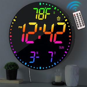 EMAF 크리스마스 선물 Led 빛 12 "홈 현대 사무실 RGB 거실 장식용 다채로운 대형 디지털 디스플레이 LED 벽 시계