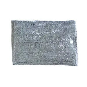 Silver Cleaning Wool Steel Wire kitchen spoge scouring pads grip mesh sponge