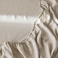 Parure de lit en lin et chanvre en gros, taille king, draps ajustés et plats, lin français, sauge, 100% lin européen