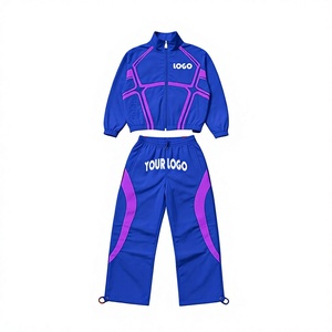 Unisex Sporty Tracksuit Set Teal <b>Purple</b> Geometric Print Full Zip Jacket Side Pockets Quick Dry Breathable 2 in 1 Winter Wear - Product Image 6