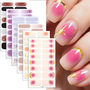 Autocollants pour ongles vegan à paillettes dégradées, auto-adhésifs, non toxiques, en ruban, 3D, effet pierres précieuses, pour nail art - Product Image 3
