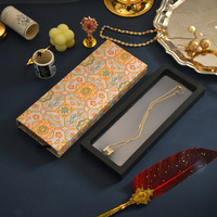 Boîte à bijoux en papier à motif floral vintage chinois, avec tiroir coulissant, grande, carrée, longue, rectangulaire, étui flottant en film PE avec languette à ruban