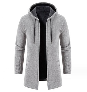 <span class=keywords><strong>Manteau</strong></span> d'hiver en peluche pour hommes avec capuche manches chaudes Cardigan épais grande taille veste décontractée <span class=keywords><strong>homme</strong></span> longue Parka vente en gros - Product Image 5